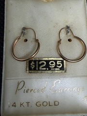 Vintage Stamped Solid 14kt Gold Hoop Earrings 0.43g New Old Stock!