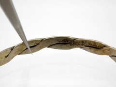 Vintage Mexico Silvertone Alloy Metal Braid Bangle Bracelet 8 1/8 Inches 16.4G