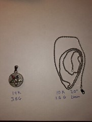 Vintage 14K white gold Masonic Eastern Star Pendant Charm & 20″ 10k rope chain