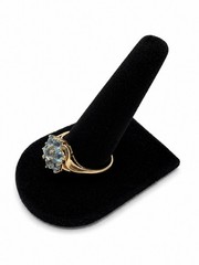 Vintage London Hallmarked 9K Gold Blue Topaz Cluster Ring Size 10 Estate Jewelry
