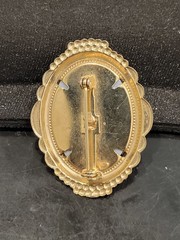 Oval Cameo Portrait Brooch Pin, Scalloped Gold-Tone Setting, Blue & White