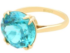 Antique 10.90Ct High Zircon and 18k Yellow Gold Solitaire Ring Circa 1910