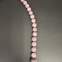 Vintage Graduated Lepidolite Stone Beaded Necklace, Barrel Closure, Knotted