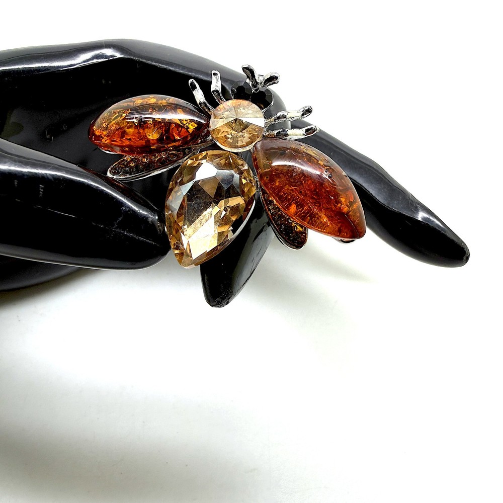 Unique cognac Whole Stone natural Amber Brooch Pendant 8.79g