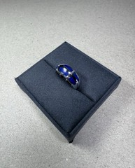 Stunning Vintage High Polish Flush Lapis Lazuli Blue Gemstone Ring Sz 7