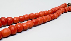 1930s Antique Red Coral Faceted Beads Beaded single Strand Necklace Choker 30gr
