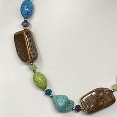 Bohemian Necklace Chunky Multi Color Acrylic Glass Beads Station Designer 19″