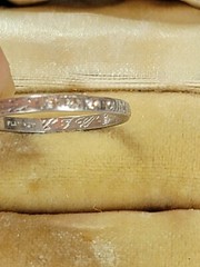 Antique platinum Diamond Ring Band Sz 4 Wedding Anniversary