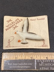 Wildlife Miniatures Hand Painted Seagull Bird Brooch Pin Back 2” Vintage On Card