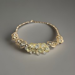 1961 Sarah Coventry Necklace with Yellow/White Rhinestones, Monte Carlo, 17 in