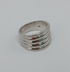 VTG 925 Ribbed Band Ring Size 7.5 Sterling Silver 7.62g 0.5in Wide Classic Flat