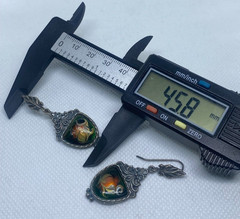 Vintage earrings. USSR porcelain. Hand painted. Enamel.Russian. Finift . 7.99 g.