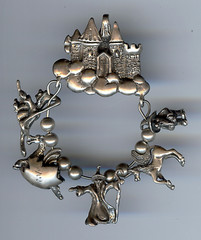 MARTY MAGIC 1981 STERLING FAIRY TALE CASTLE WITCH UNICORN WIZARD CHARM HOLDER