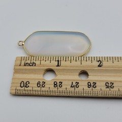 Vintage Gold Tone Opalite Pendant 1.75″