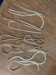 VTG Gold Tone Necklace Lot 9pc (Monet Avon 14KGP, Or No Mark) Herringbone Chains