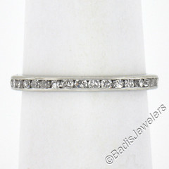 Antique Platinum 0.60ctw Channel Old Single Diamond Eternity Stackable Band Ring