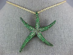 ESTATE EXTRA LARGE 3.51CT AAA TSAVORITE 18KT YELLOW GOLD 3D STARFISH FUN PENDANT
