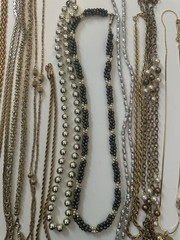 Vintage Costume Jewelry Lot 12 Pairs Earrings & 17 Necklaces Gold & Silver Tone