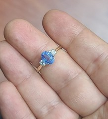 Vintage 14K Yellow Gold Engagement ring 1.55ct.Natural Blue Sapphire Oval Cut