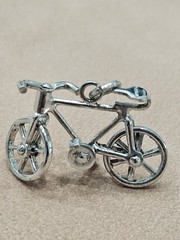Vintage Silver Tone Charm For Bracelet Jewelry Bicycle Bike Adventure Travel Old