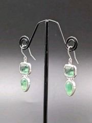 NOS By JEZLAINE Sterling Silver Aventurine Stone Drop Dangle Hook 925 Earrings