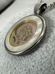 ESTER MOTHER PEARL 14K GOLD ACCENTS JANUARY FLOWER CARNATION 925 SILVER NECKLACE