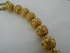 Vintage Monet Mid Century Filigree Lace Beaded Choker Necklace Gold Tone