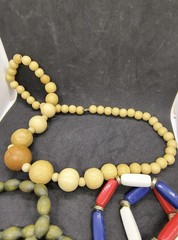 Vintage metal and Wood / Bead Necklace Lot Nice clasp Costume Jewelry