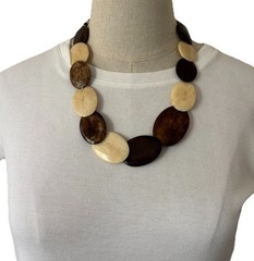 Vintage Bone & Wood Necklace Handmade Graduated