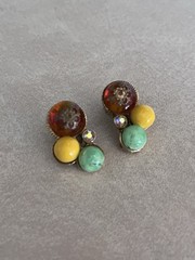 VINTAGE costume jewelry clip-on earrings, likely from the (circa 1950s–1960s)