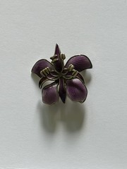 David Anderson Purple Orchid Pin, Enamel And Sterling Silver, Norway, 925S