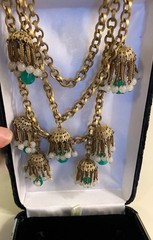 RARE EARLY MIRIAM HASKELL MULTI STRAND FESTOON NECKLACE GRIPOIX JADE GLASS DROPS