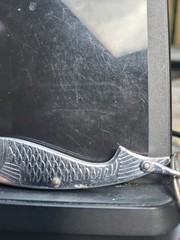Unusual Vintage Knife Silver Fish Pendant Details Opens To Knife Hallmark