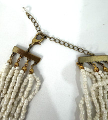 Vintage Victorian Avon White Rose Blue Cameo Choker Ivory Seed Beads Necklace