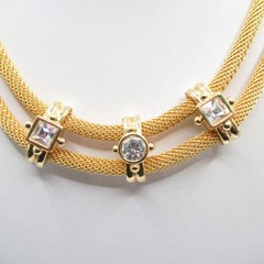 Rolled Mesh Crystal Vintage Double Strand Necklace Fashion MCM