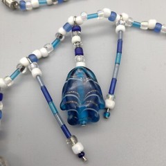 Tropical Fish Art Glass Necklace Artisan Made Bead 19″ Vintage MermaidCore Beach