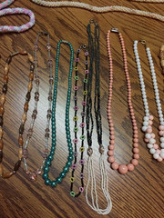 19 Vintage Beaded Necklaces & Bracelets- Lot 1 (Various Styles, Colors & Clasps)