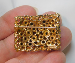 VINTAGE BARCLAY JEWELS OF INDIA GOLDEN AMBER RHINESTONES BROOCH & EARRINGS