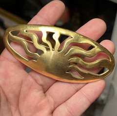 Vintage 1973 Steve Vaubel 18k Gold Plated Vermeil Rising Sun Design Brooch