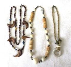 Lot of 3 Necklaces Boho m.e. Limited Beads Wood Look Vintage