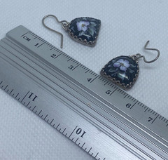 Vintage Earrings Rostov Finift Russian Enamel Painted Floral Dangle Silver Tone