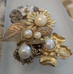 VTG Brooch Signed NANCY RUNYON YOST Mixed Metal Rare (Looks Like Mirium Haskell)