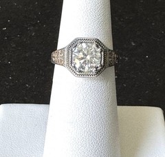 Vintage AVENA S925 Sterling Silver Art Deco Style Moissanite Ring Size 5.5