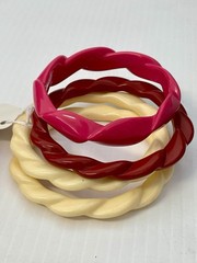 Vintage Plastic Resin Lucite Bangle Bracelet Lot 8pc Twisted Carved Hinged Cuff⁠