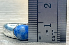 Vintage Blue White Stone Cabochon Southwestern Ring Silver Tone Costume Jewelry