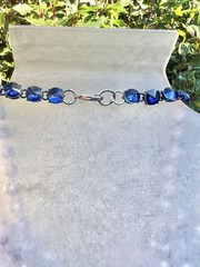 Vintage 1950s 1960s Montana Blue Heliotrope Rhinestone Flower Necklace