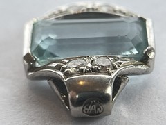 Vintage Art Deco White Gold Aquamarine and Diamond Pendant