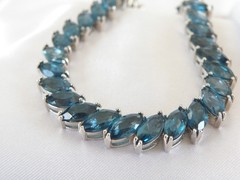 Sterling Silver 925 Natural Heated London Blue Topaz Tennis Bracelet 7.5″