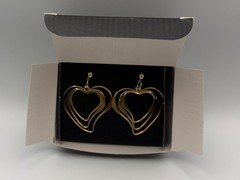 Vintage Avon Triple Heart Hoop Pierced Earrings Gold Tone w/Surgical Steel Posts