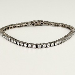 Vintage 925 Sterling Silver Clear CZ Tennis Bracelet 7″